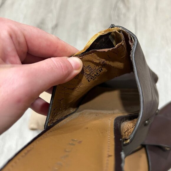 Coach Brown Hellena Leather Wedge Platform Heels Women's Size 11 - Picture 7 of 8